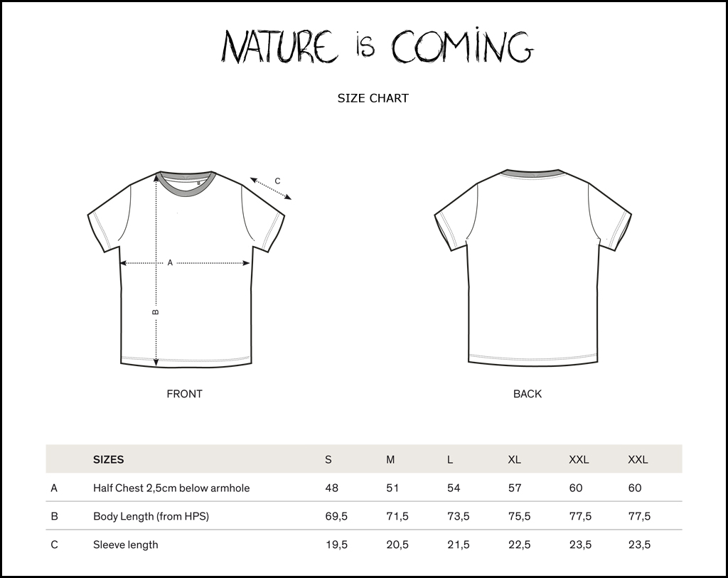 Men's T-Shirts & Polo Shirts Size Chart