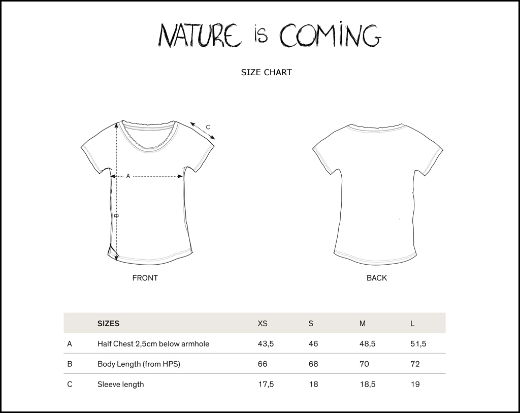 Women's T-shirt / Tops size chart